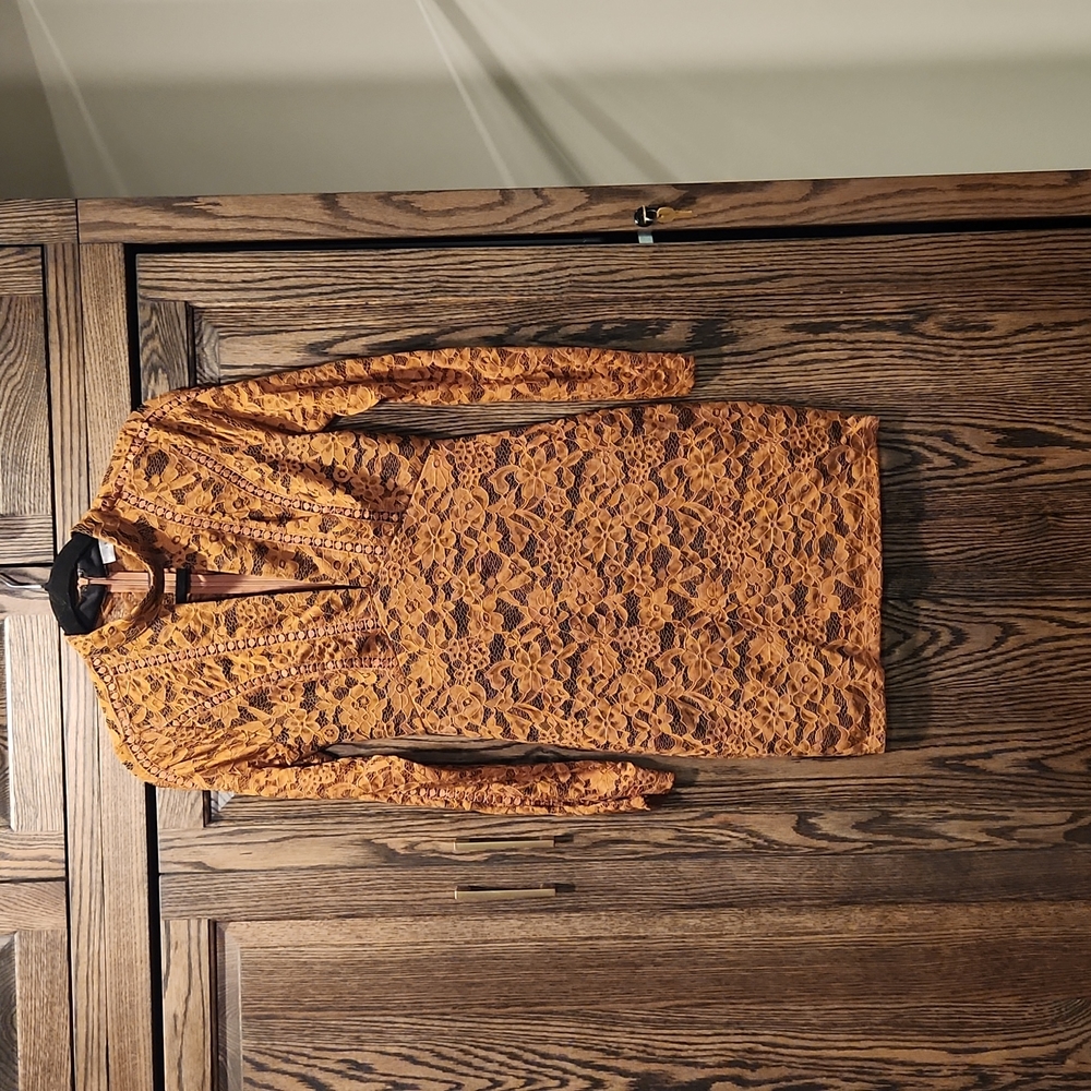 Bronze Lace Mini Dress